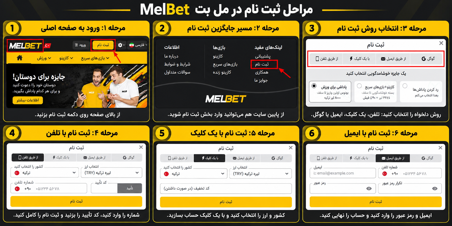 ثبت نام و ورود در سایت مل بت